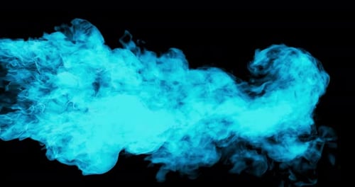 4K nahtlose Schleife aus blauem Rauch auf schwarzem Hintergrund