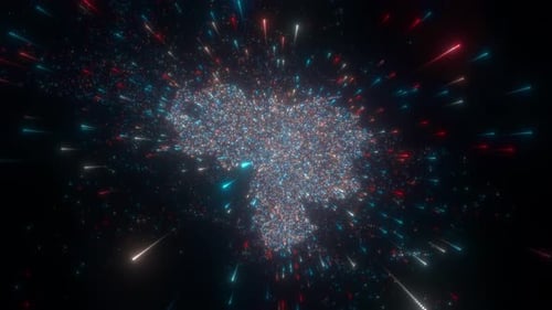 Digital Brain Network with Flowing Particle Data Stream