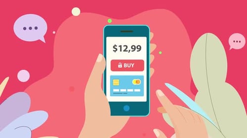 Online Payment Infographic Scene Red