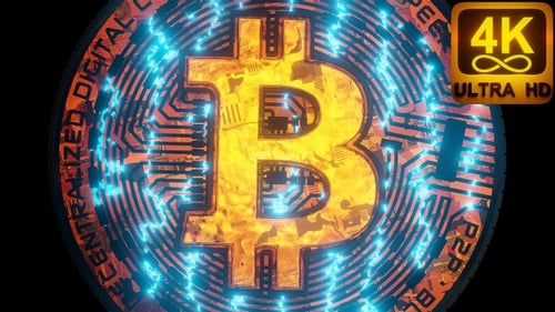 Bitcoin Cryptocurrency Digital Coin 4 K Vj Loop Alpha With Crypto Blockchain Technology Peer To Peer