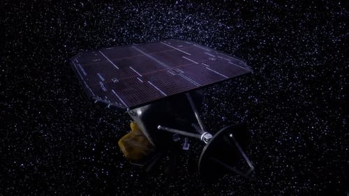 Futuristic Spacecraft Flying Through Starry Universe Background