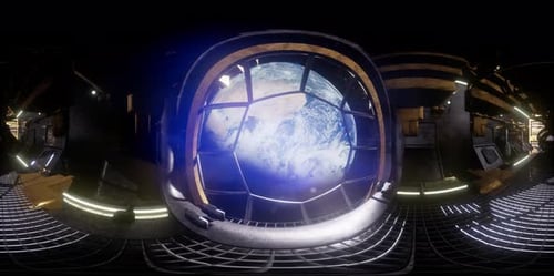 International Space Station Orbiting Earth in Virtual Reality