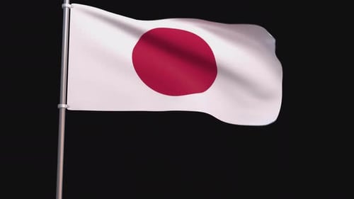 Realistic Japanese National Flag Waving Animation