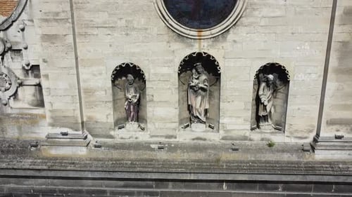 Aerial drone view of a flying over the Catholic Cathedral.