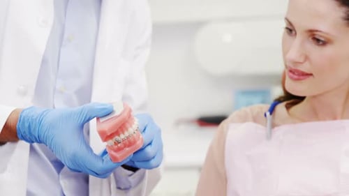 Dentist Explains Braces Treatment to Patient