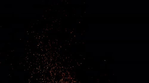 Glowing Orange Particles Rising on Black Background
