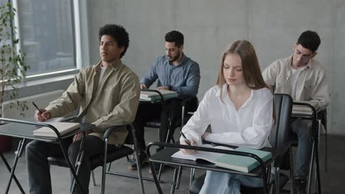 Students Attending Class in an Urban College Setting