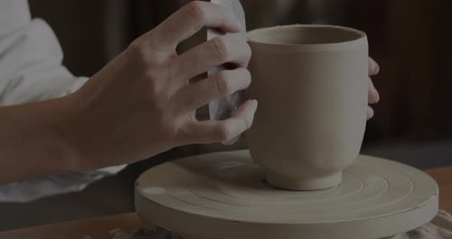 Potter professionnel travaillant sur une tasse