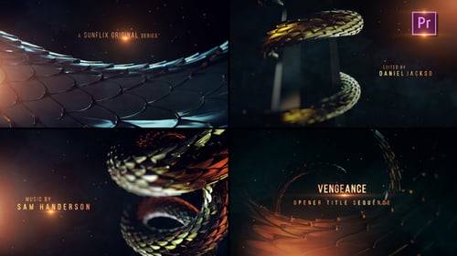 Cinematic Vengeance Opening Title Sequence with Dramatic Scales and Light Effects