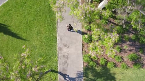 Top Aerial View of a Sports Girl on Roller Skates