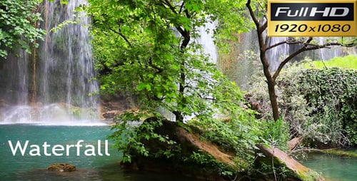 Lush Waterfall and Tropical Turquoise Pool