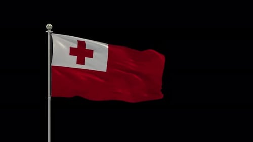 Realistic Tonga National Flag Waving Loop