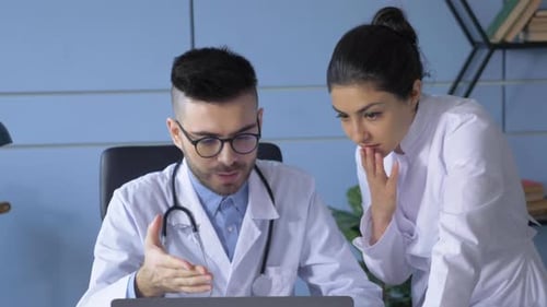 Close up of A Doctor and a Nurse Portrait of Caucasian young professional man doctor