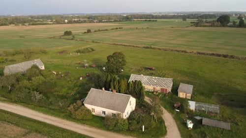Aerial View of a Rural Farm Landscape