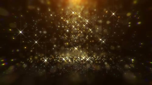 Animated Golden Shimmering Star Particles Glamour Background