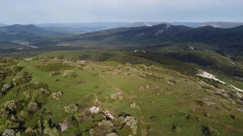Beautiful Mountain Landscape From a Bird'seye View Under Moving Clouds