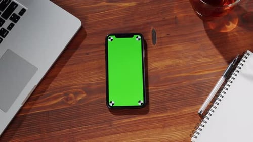 Smartphone with Green Screen Top View