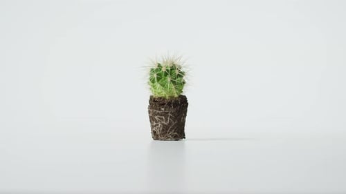 Hand Picking Up a Small Cactus Plant