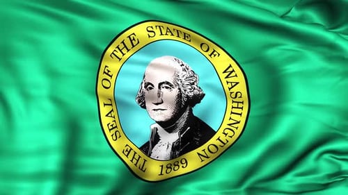 Washington State Flag Waving with Realistic Fabric Animation