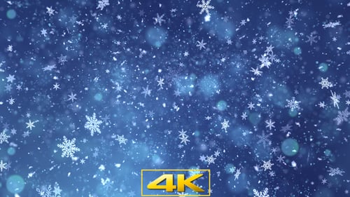 Animated Falling Snowflakes and Sparkling Bokeh Background Loop