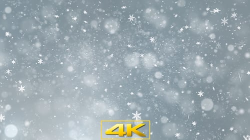 Winter Falling Snowflakes and Bokeh Lights Christmas Background