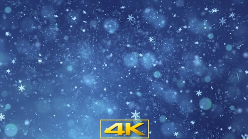 Sparkling Blue Snowflakes and Bokeh Lights Animation