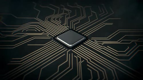 Seamless Loop of a Computer Motherboard and CPU Rotating