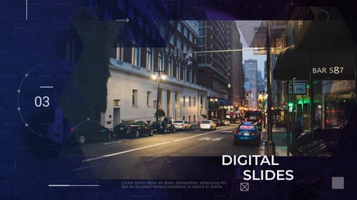 Digital Tech Slideshow with Geometric Overlays and Clean Typography