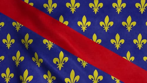 Seamless Loop Waving Fleur-de-lis Flag with Red Stripe