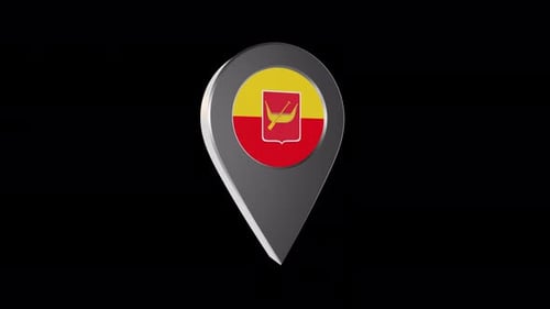 3D Animated Location Pin with Spinning Flag