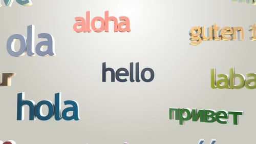 Modern 3D Animated Multilingual Greetings Text Reveals