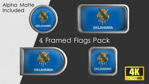 Metallic Framed Oklahoma State Flags Pack