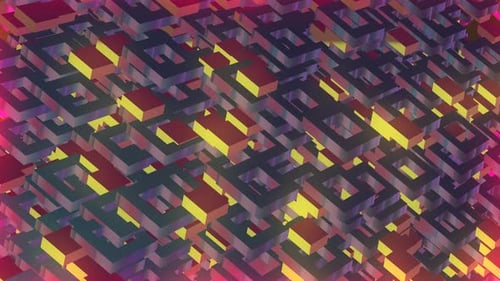 Dynamic Colorful Geometric Grid with Abstract Glowing Blocks