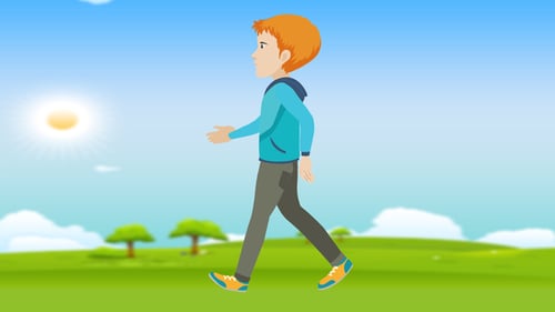 Flat Design Animated Boy Walking Cycle
