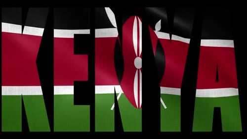 Animated Waving Kenya Flag in Text Title