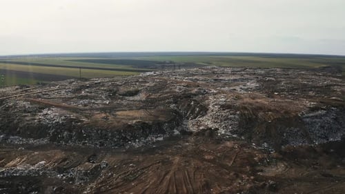 Aerial View on City Garbage Dump with