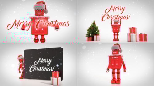 Merry Christmas Titles With Robot Roby