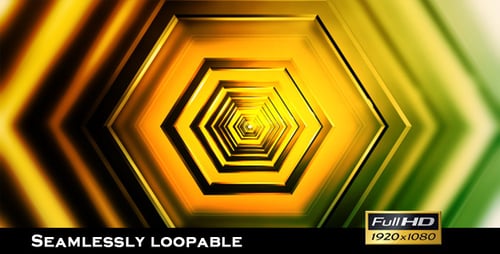 Abstract Geometric Glowing Hexagon Tunnel Loop Background