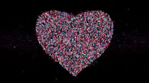 Futuristic Heart Shape Animation with Digital Icons