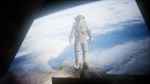 Astronaut on the Space Observatory Station Near Earth