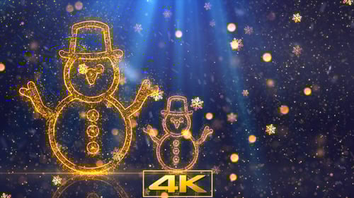 Glowing Particle Snowmen and Snowflakes Christmas Background Loop