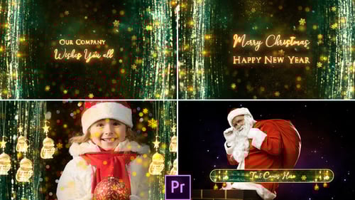 Golden Christmas Broadcast Package with Festive Overlays and Transitions