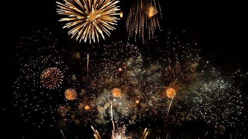 Brilliant Fireworks Exploding in the Night Sky