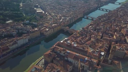 Aerial Panoramic View of Florence at Sunset, Italy