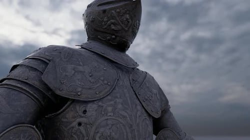 Ornate Medieval Knight Armor with Detailed Engravings