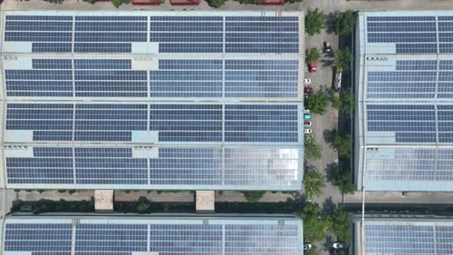 Solar power station on factory rooftop