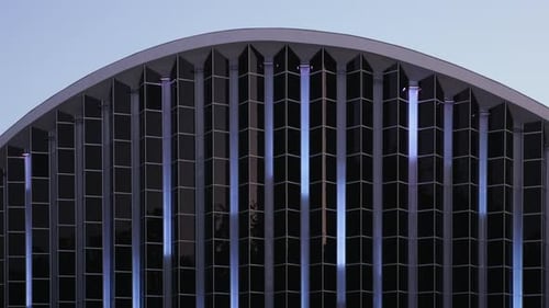 The Facade of a Modern Building with LED Lighting