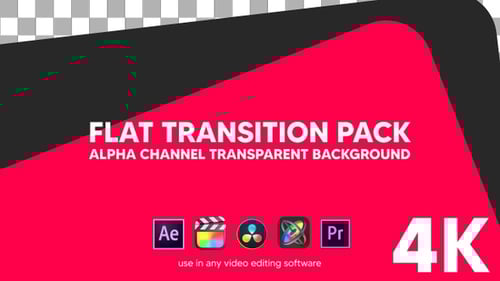 Flat Transition Pack alpha channel transparent background red and black color 4K