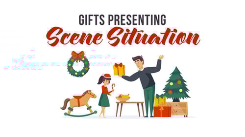 Animated Christmas Gift Exchange Celebration Scenes