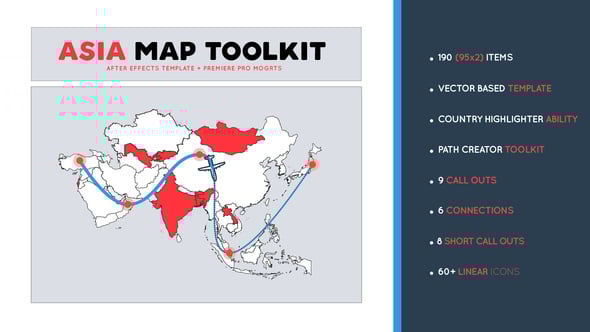 Asia Map Toolkit, Infographics ft. map india & korea map - Envato
